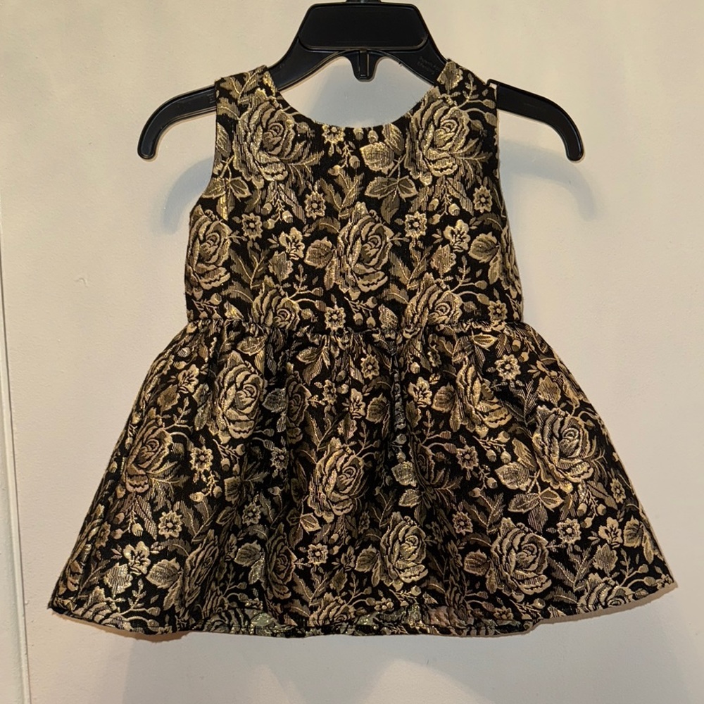 The Children's Place Black and Gold Floral Dress